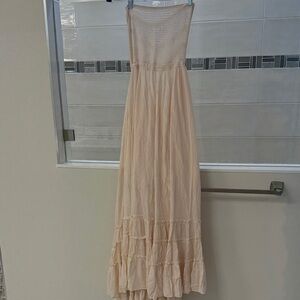 R Vimos Peach Strapless High/Low Maxi Dress Size S NWOT